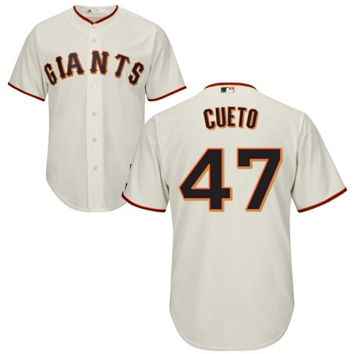 Giants #47 Johnny Cueto Cream Cool Base Stitched Youth MLB Jersey - Click Image to Close